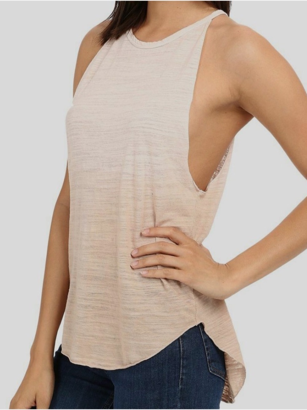LNA bib tank bundle crewneck grey white small